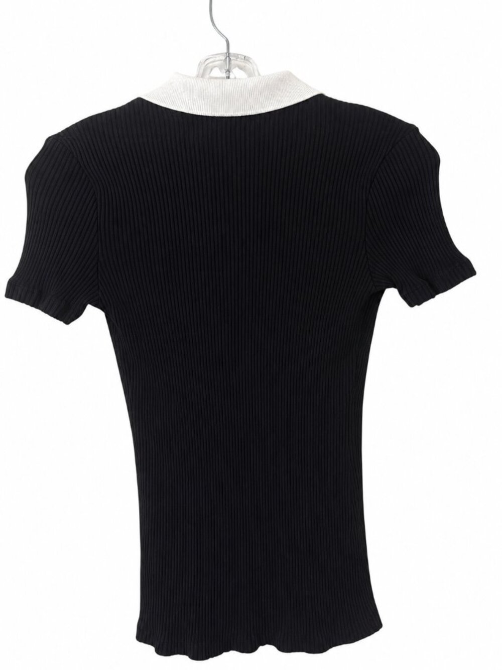 Zara Ribbed Contrast Collar Knit Top – Black/White – Medium All Occasion - Picture 3 of 5